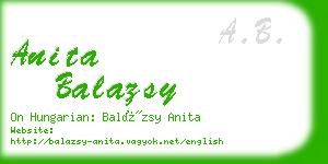 anita balazsy business card